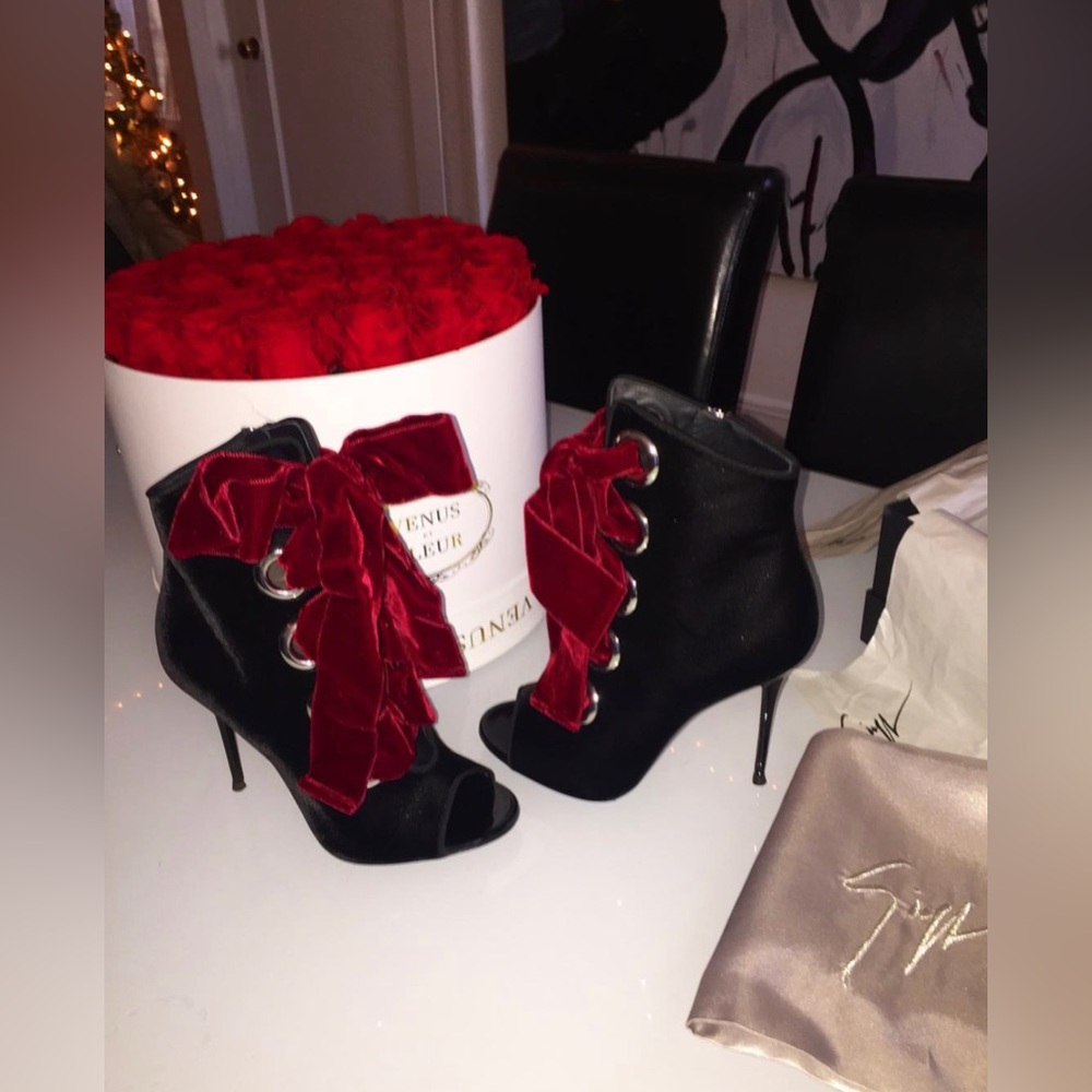 Giuseppe Zanotti Velvet Lace Up Booties